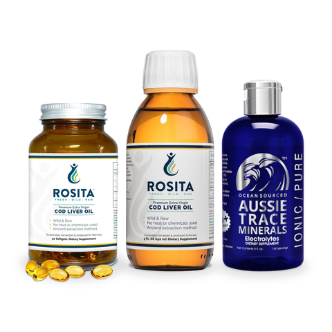 Rosita & Aussie Trace Paket – Torskleverolja Kapslar + Flytande + Spårmineraler